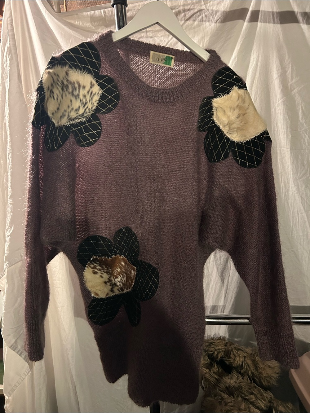 Le Gala Fuzzy Knit Sweater in Dusty Mauve